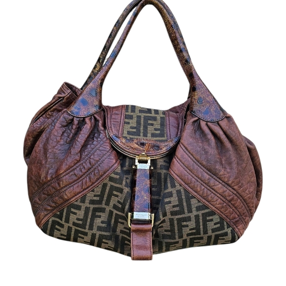 Fendi Zucca Brown Shoulder Spy Bag - Picture 3 of 10